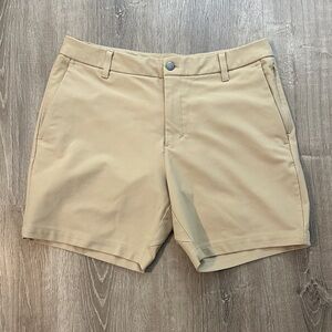 Lululemon 34 Commission Classic Fit Casual Men's Flat Front Shorts Beige